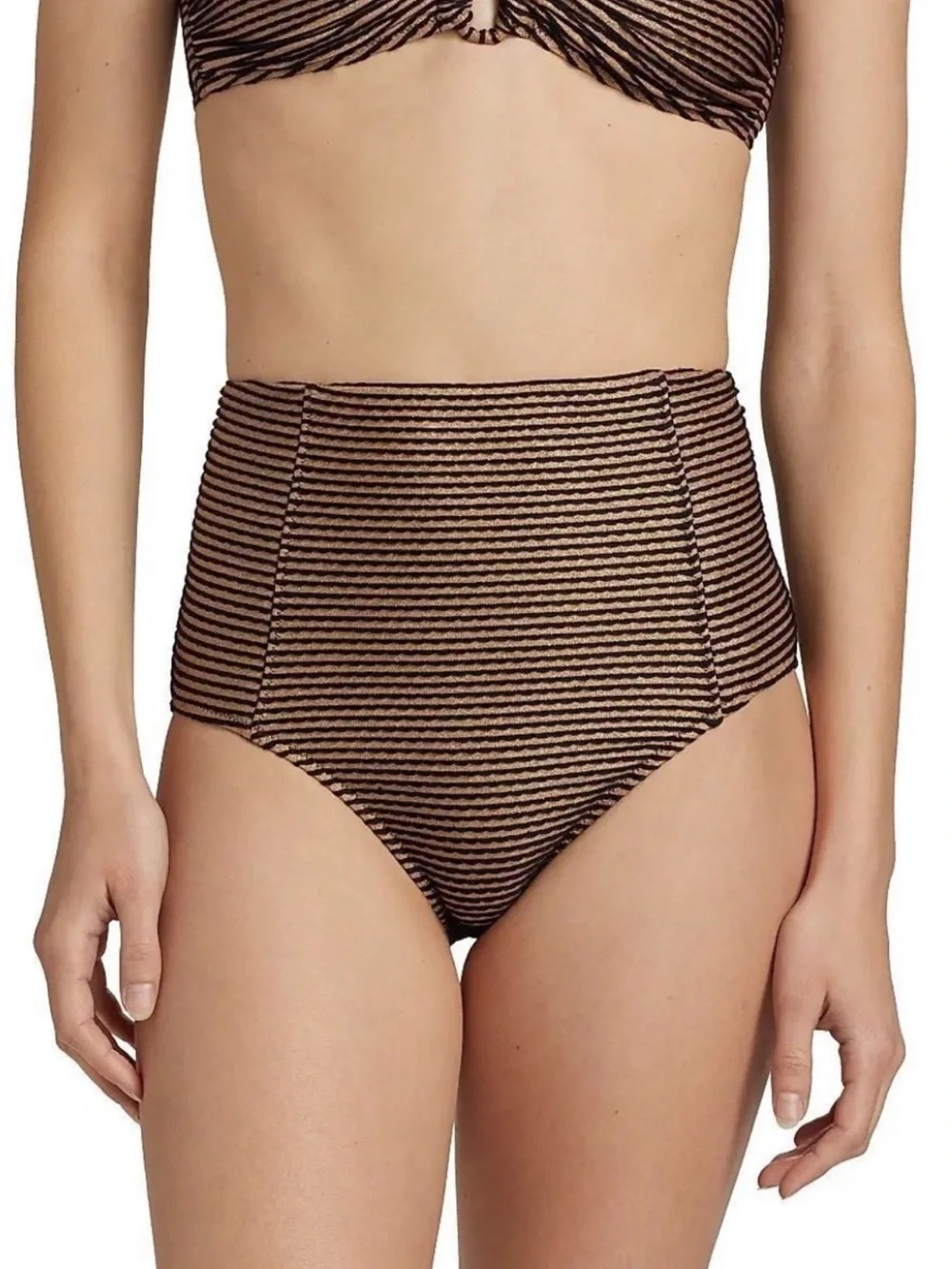 NWT ULLA JOHNSON $220 Zahara High-Waist Bikini Bottom - Helios size Large